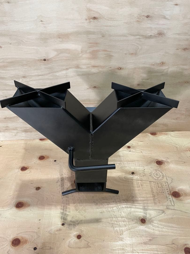 2口2連薪ストーブ　ロケットストーブ キャンプ 焚き火台 焚火　煙突