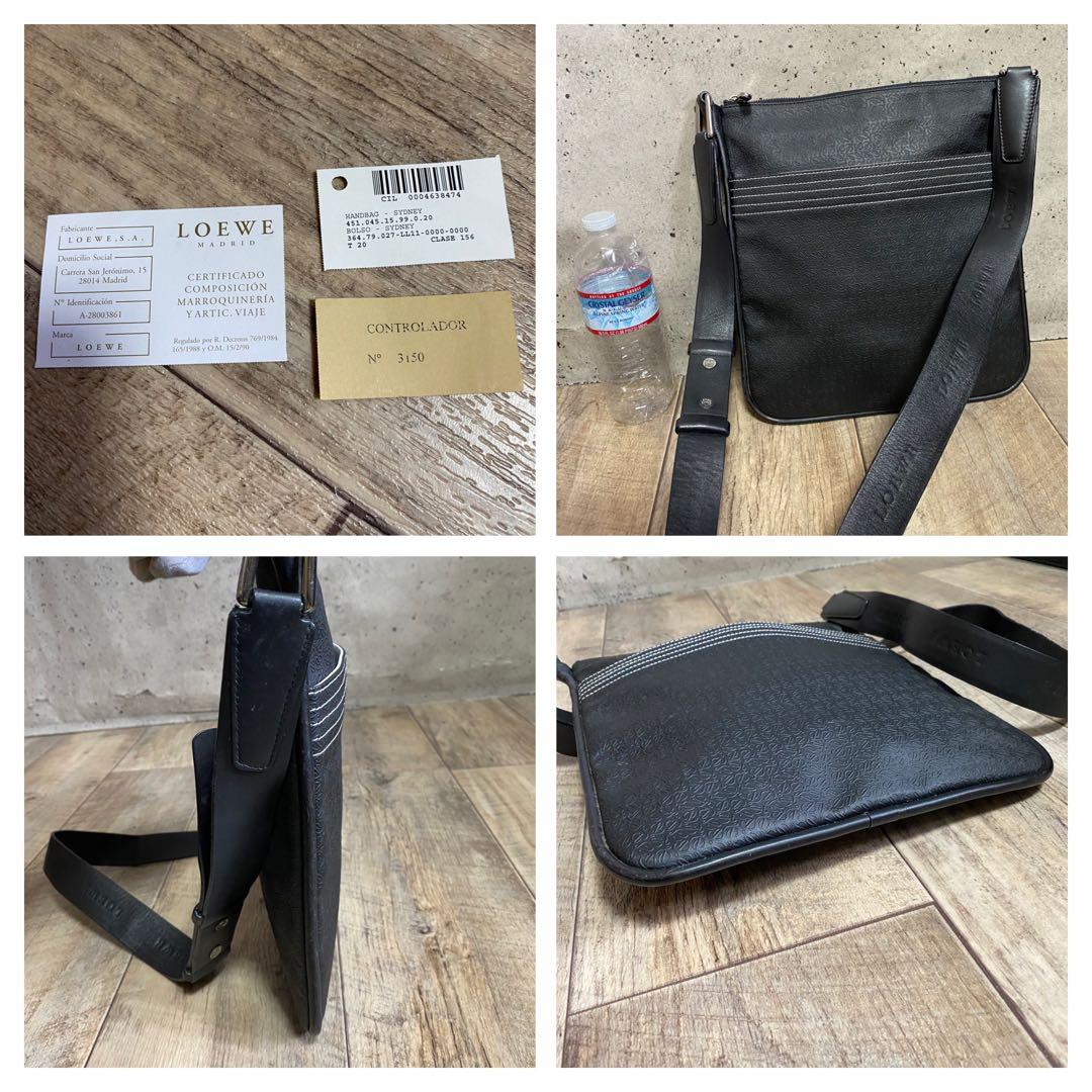 本物☆ロエベ アナグラム柄 レザー ミニショルダーバッグ 斜めがけ ボディバッグ