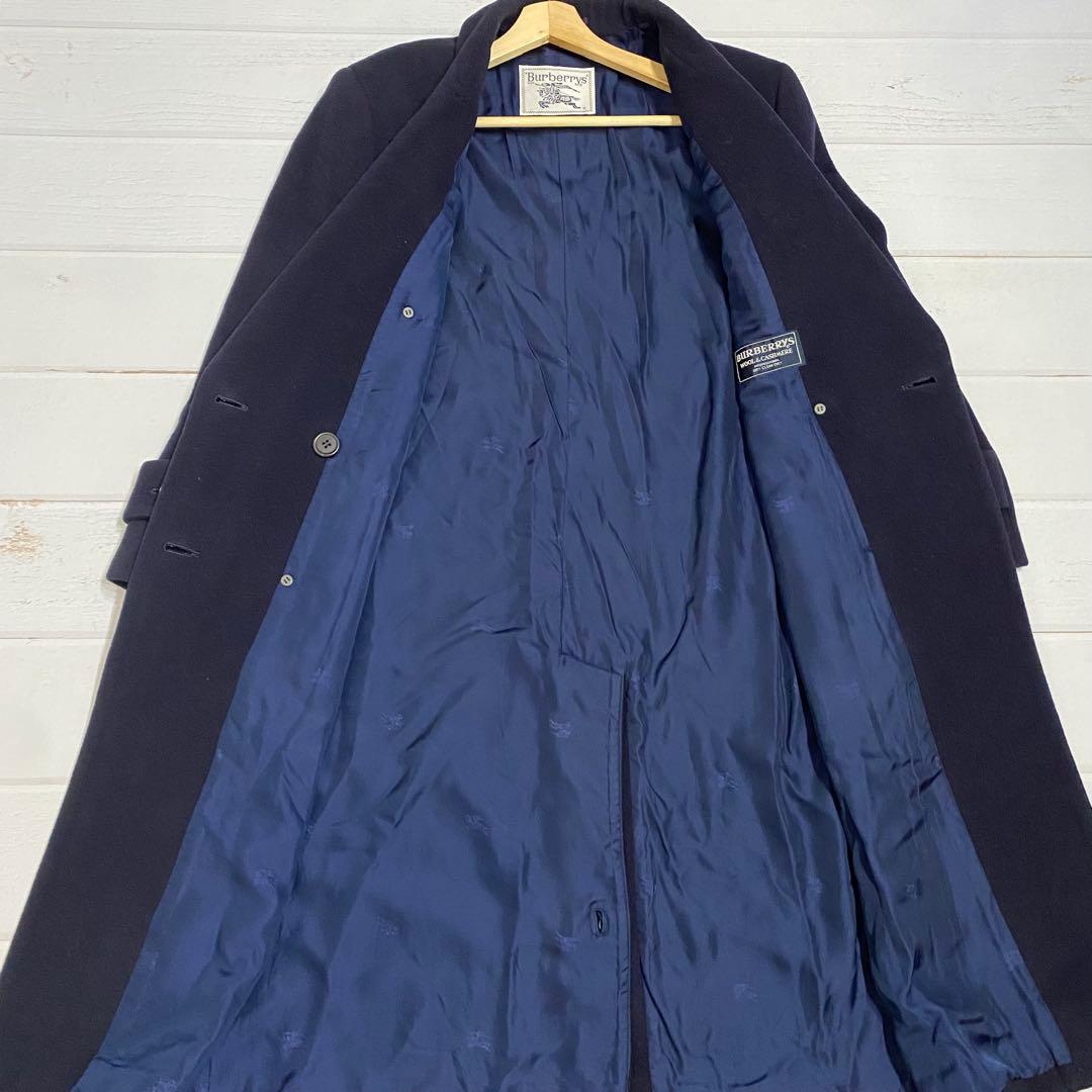 美品✨バーバリーズ 金ボタン カシミヤ ダブル チェスターコート ネイビー 9号