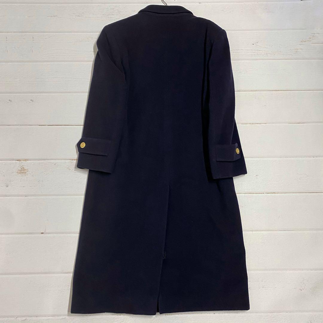 美品✨バーバリーズ 金ボタン カシミヤ ダブル チェスターコート ネイビー 9号