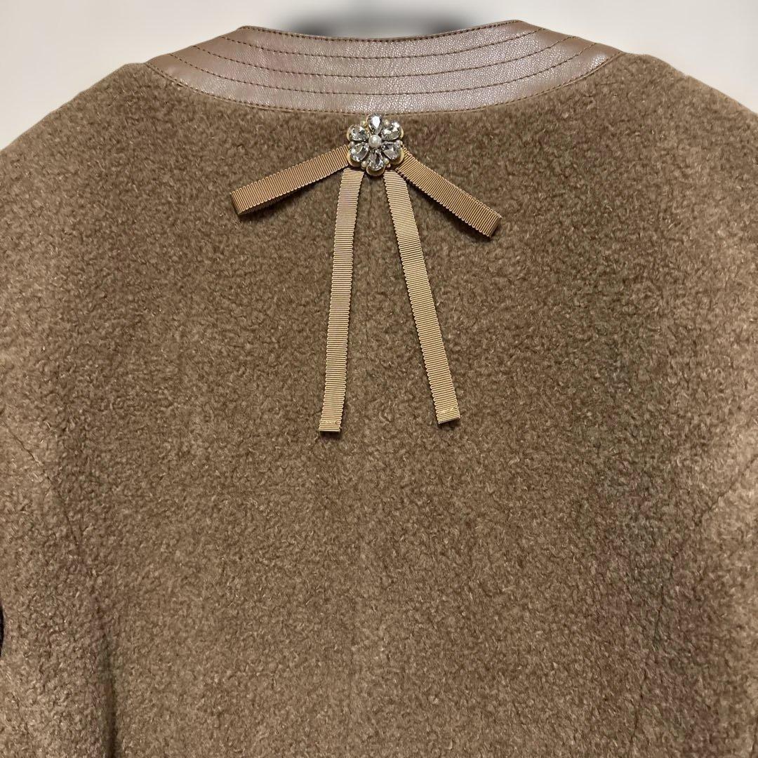 ✨Super Beauty ✨ノーカラーコート✨42 Lサイズ✨ブラウン✨美品✨