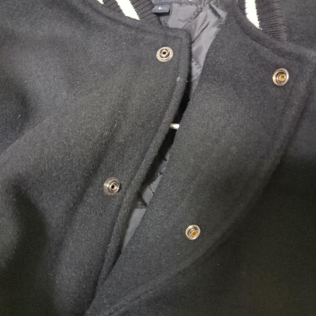 メルトンスタジアムジャケット/バックプリント黒【レディースL/送料込/1回着用】