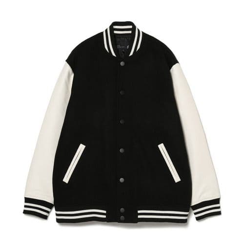 メルトンスタジアムジャケット/バックプリント黒【レディースL/送料込/1回着用】