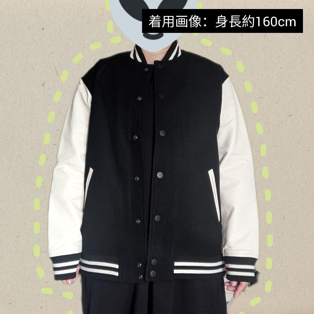 メルトンスタジアムジャケット/バックプリント黒【レディースL/送料込/1回着用】