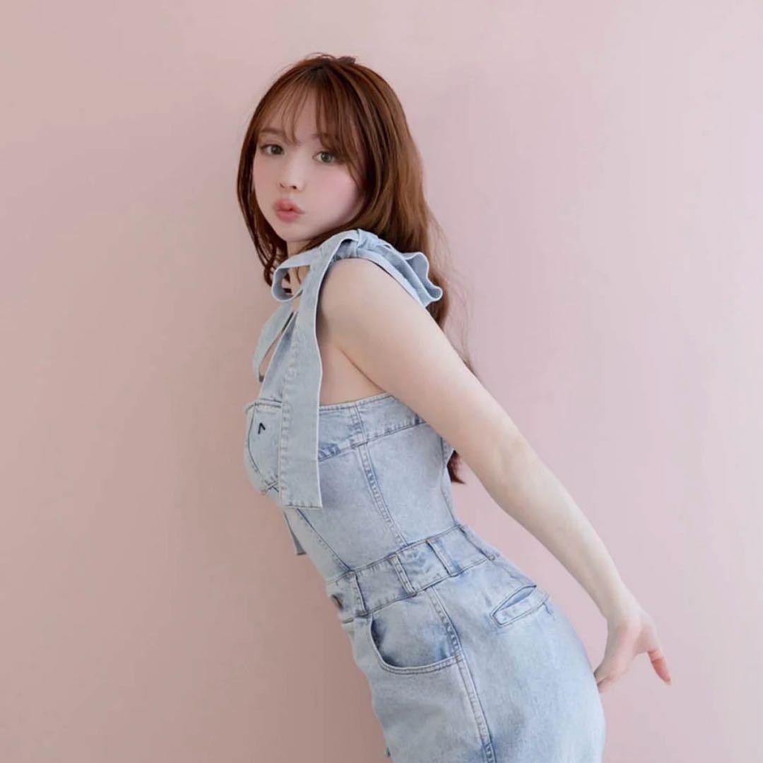 【7/20まで値下げ】andmary ribbon denim allinone