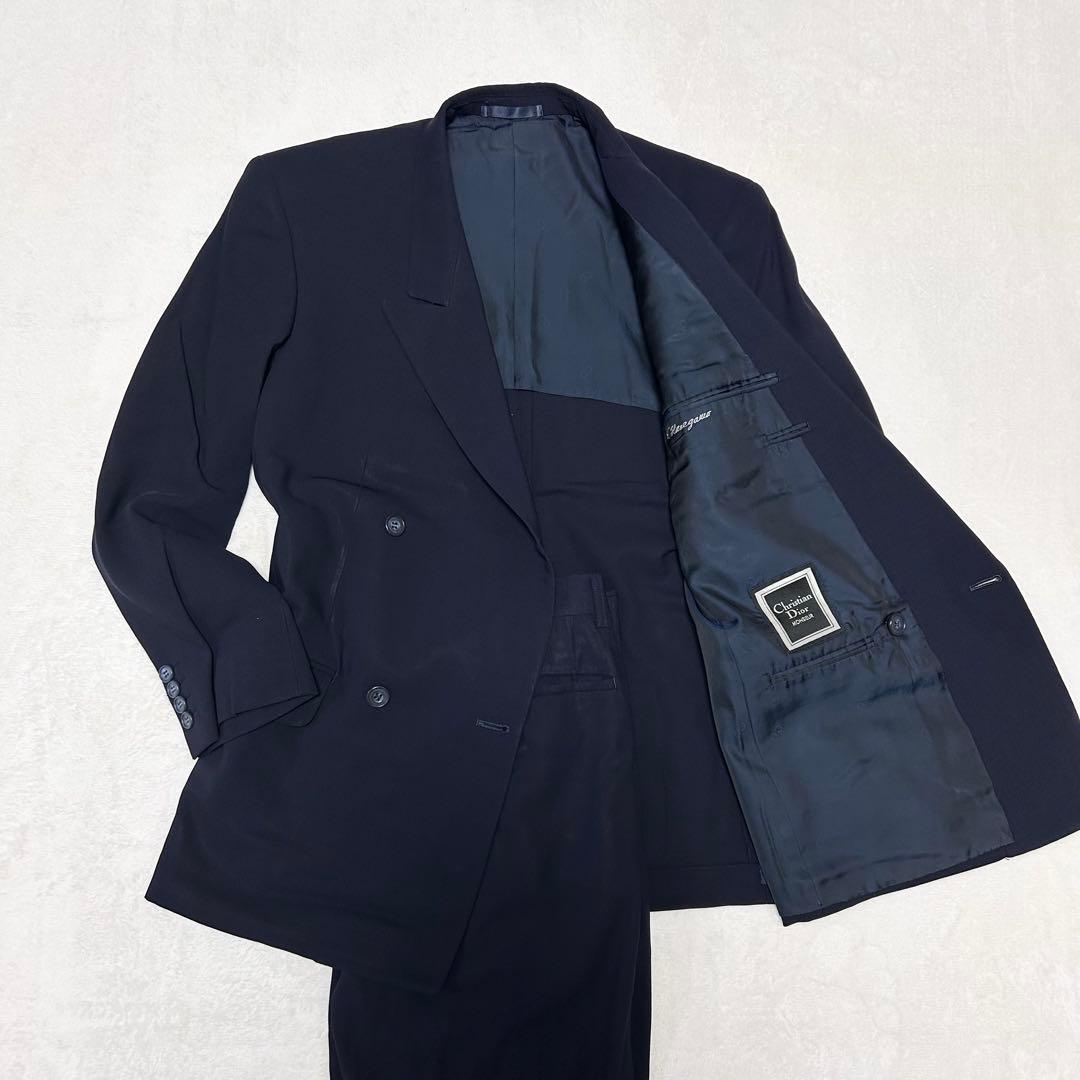 クリスチャン ディオール ムッシュ ダブルレスト セットアップ スーツ ネイビー