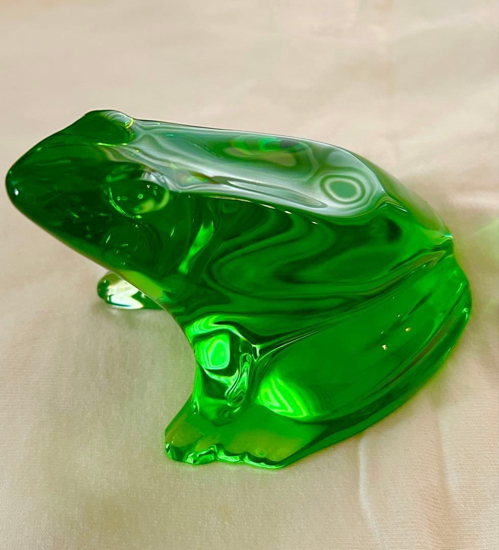 ブ*イ様 バカラ　クリスタル　カエル　透明緑色