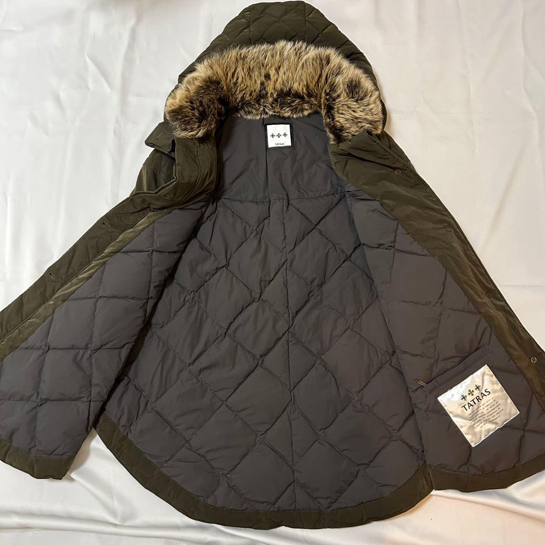 【美品】タトラス　TATRAS　ダウンポンチョ　2WAY　ファー　カーキ　02