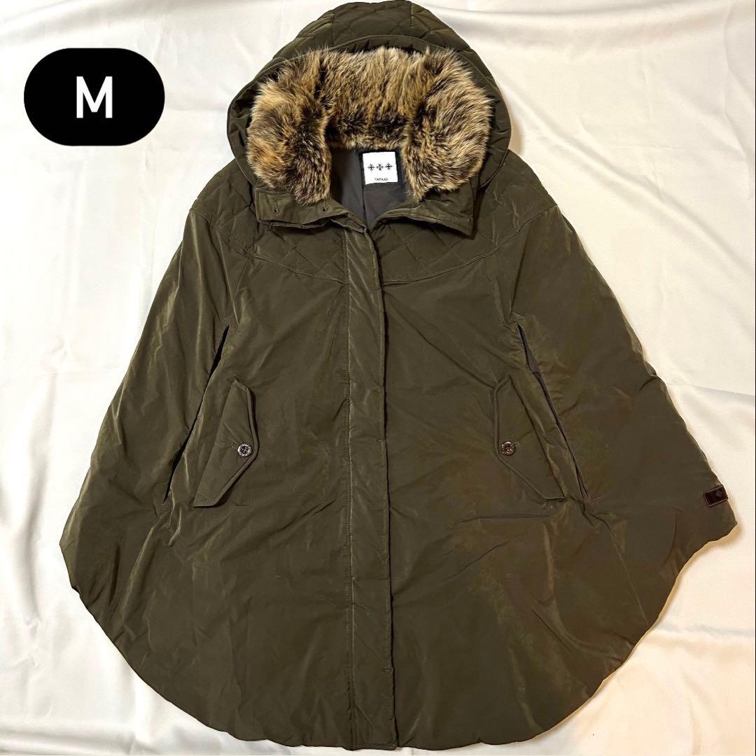 【美品】タトラス　TATRAS　ダウンポンチョ　2WAY　ファー　カーキ　02