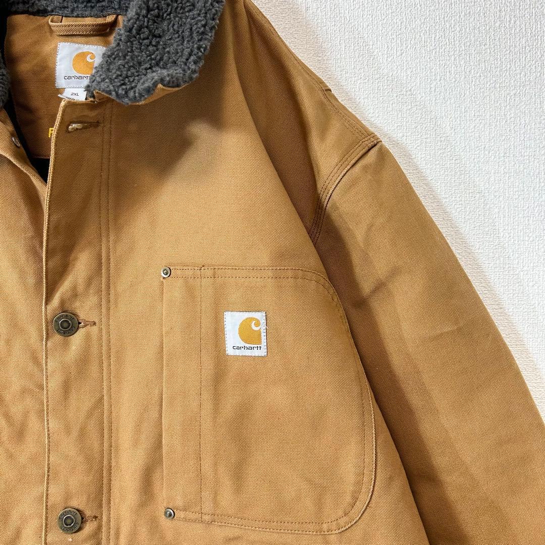 カーハートチョアコートC1093フルスウィング茶キャメルロゴ3XL大アメリカ古着