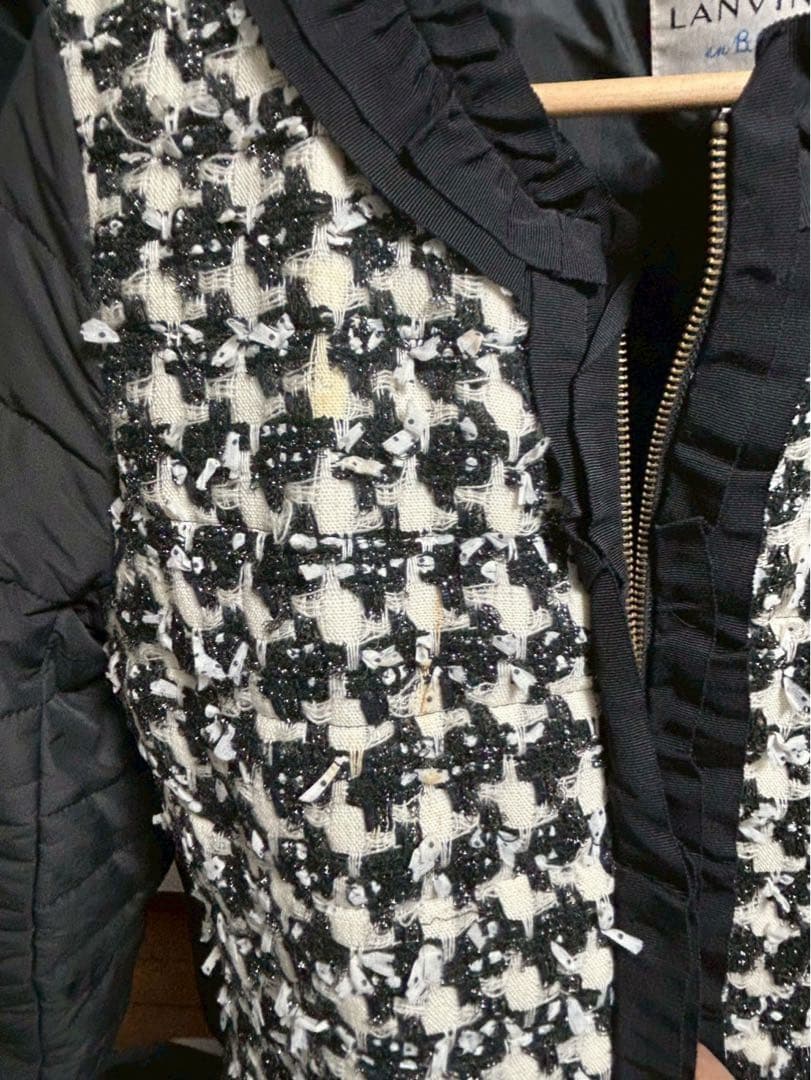 ランバンオンブルー ダウンコート ツイード ラメ レア