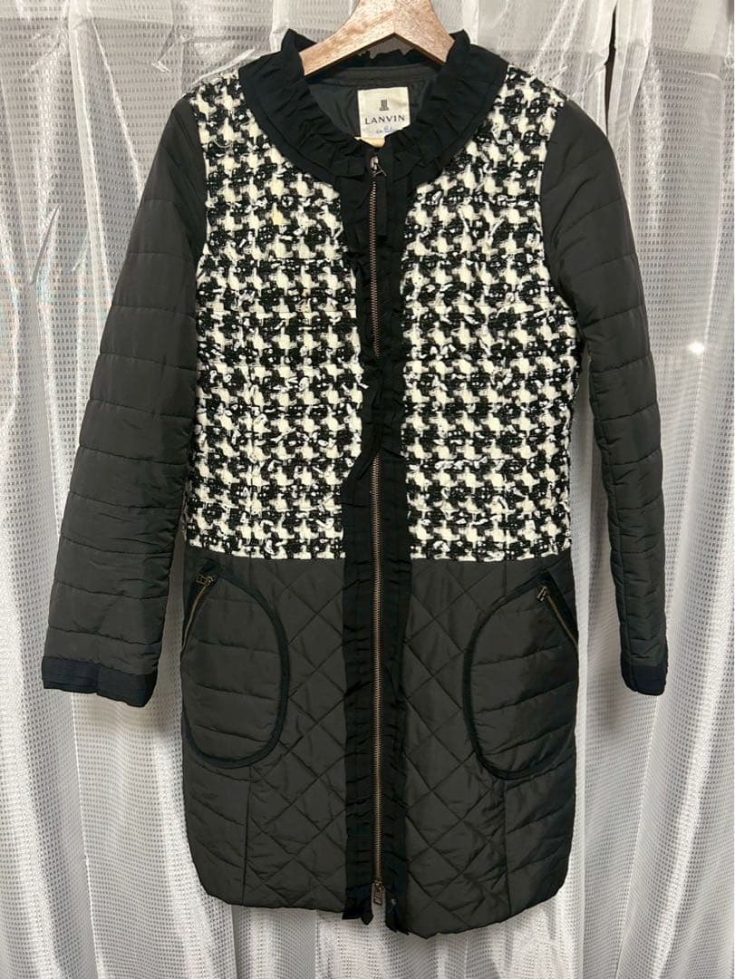 ランバンオンブルー ダウンコート ツイード ラメ レア