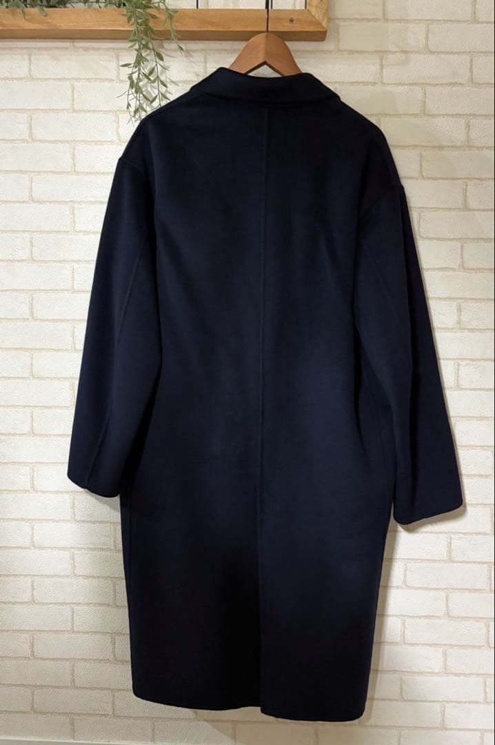 値下げFRAMeWORK SUPER160sダブルブレストコート38ネイビー