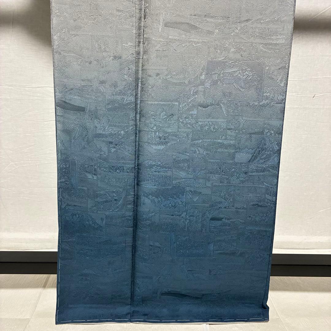 D15訪問着 安藤広重 東海道五拾五撰 さが美 正絹 着物 しつけ糸未使用極美品