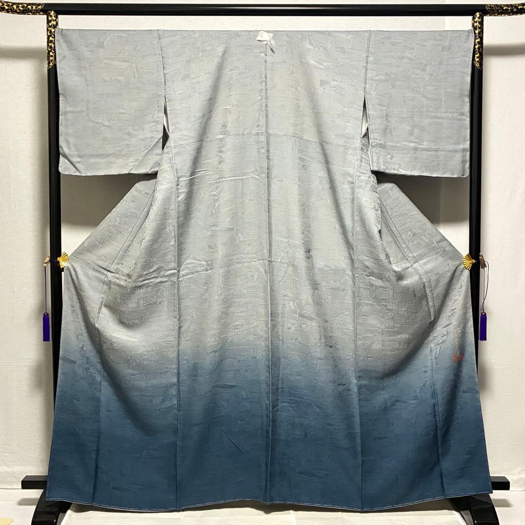 D15訪問着 安藤広重 東海道五拾五撰 さが美 正絹 着物 しつけ糸未使用極美品