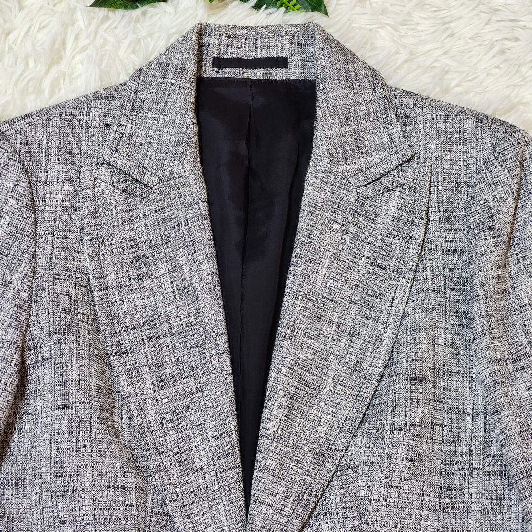 美品☆バーバリーロンドン　スカートスーツ　シルク/リネン混　ラメ　ロゴボタン