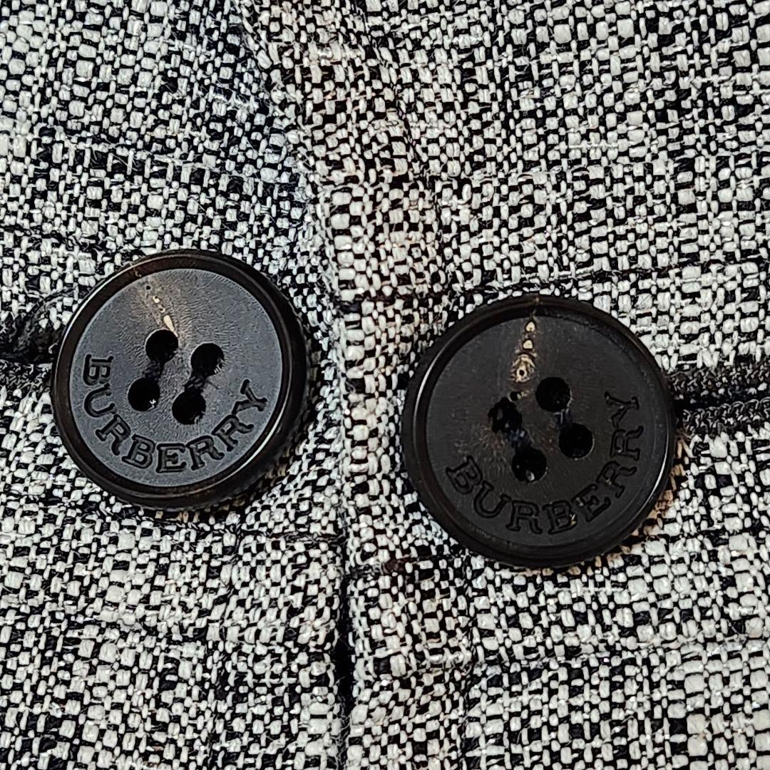 美品☆バーバリーロンドン　スカートスーツ　シルク/リネン混　ラメ　ロゴボタン