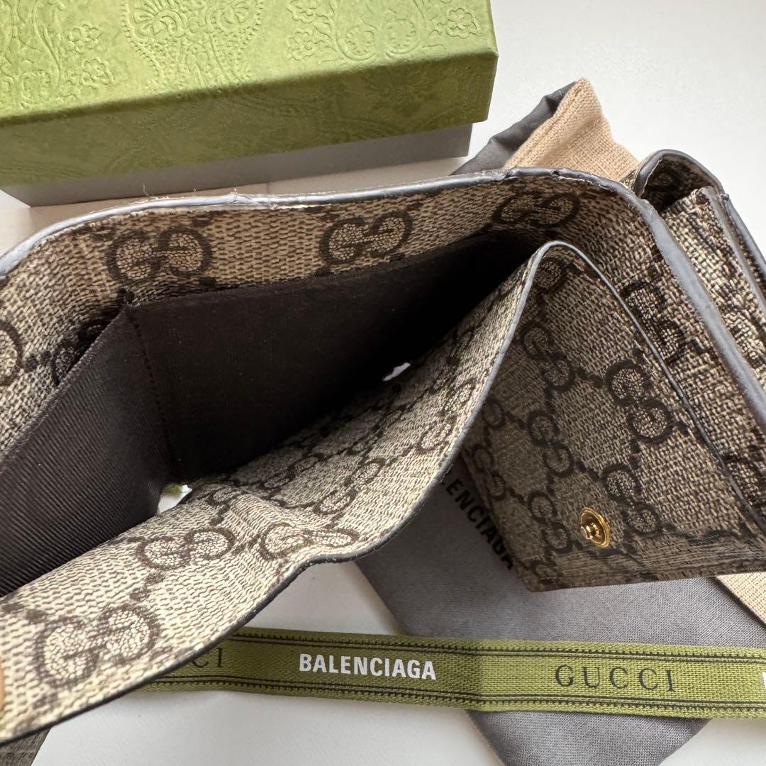 【美品】 バレンシアガ グッチ コラボ2つ折り 財布 コンパクト