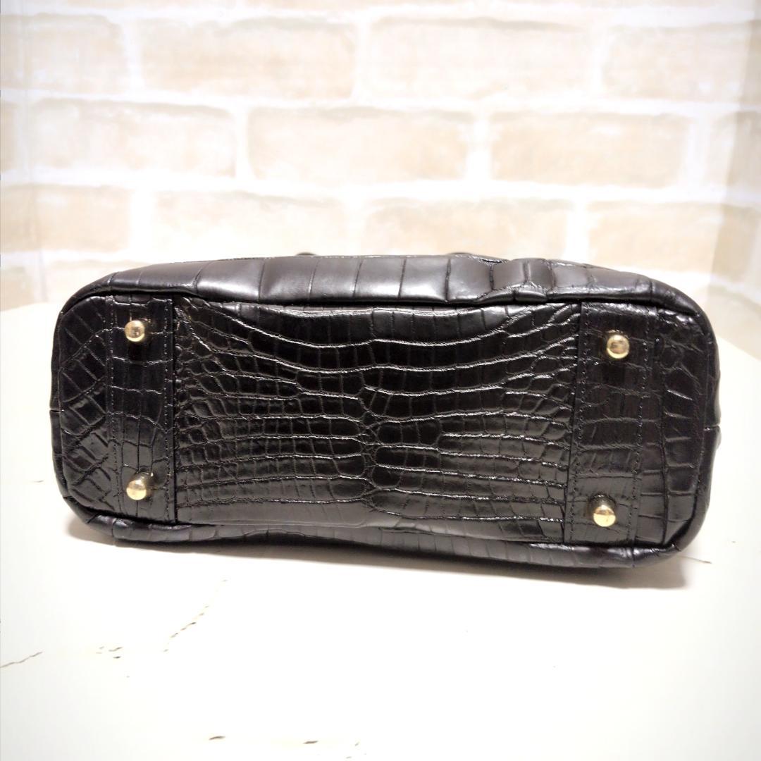★クロコダイル/バケツ型 ショルダーバッグ ブラック 美品 希少レア 斜め掛け