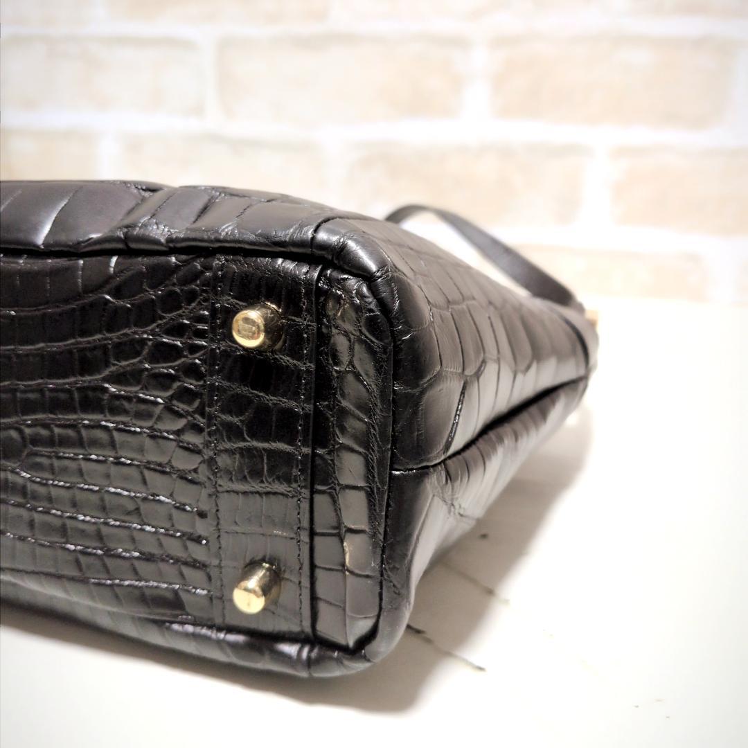 ★クロコダイル/バケツ型 ショルダーバッグ ブラック 美品 希少レア 斜め掛け