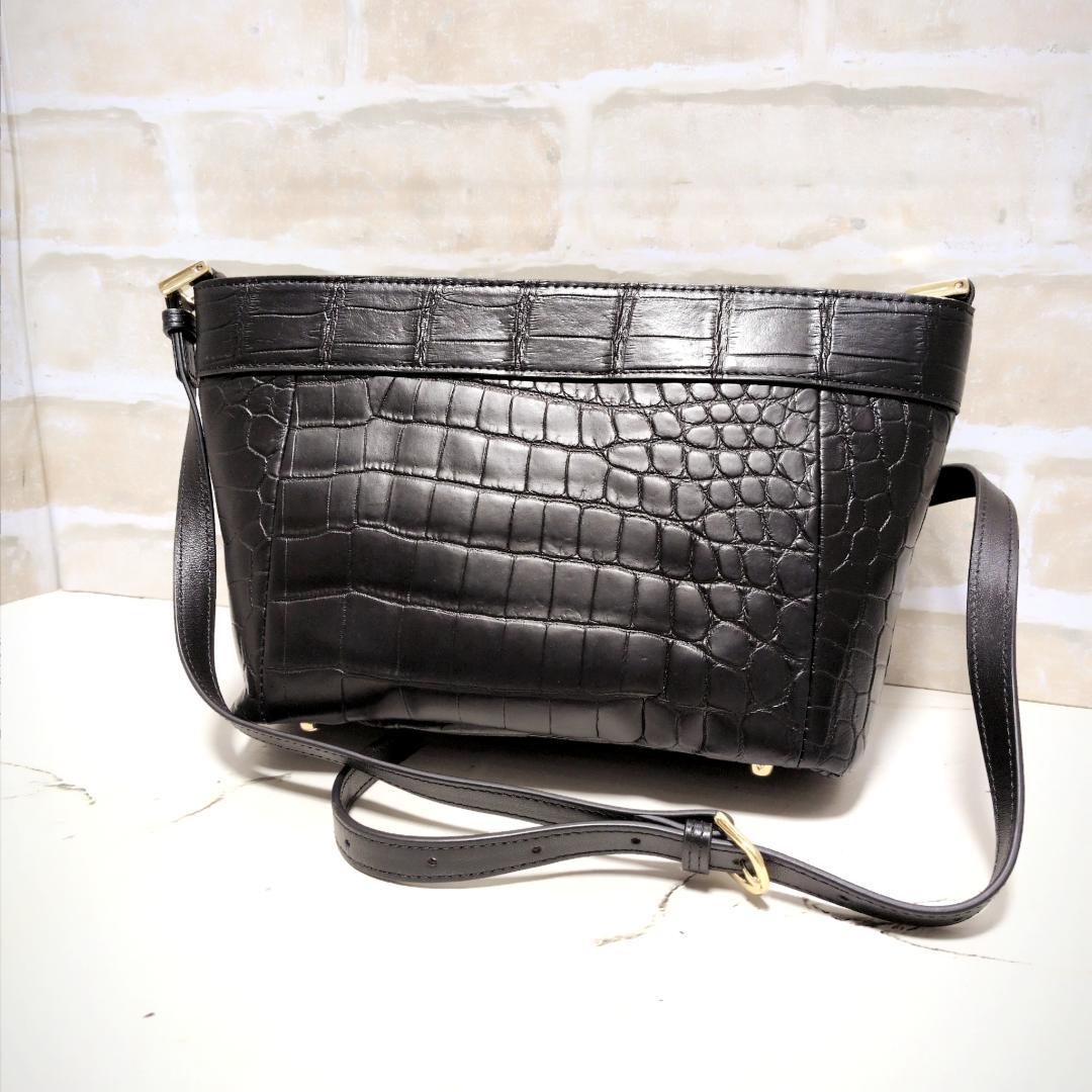 ★クロコダイル/バケツ型 ショルダーバッグ ブラック 美品 希少レア 斜め掛け