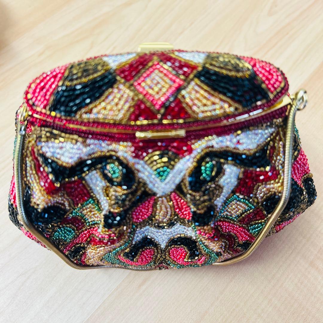 美品 LUMYはしもと パーティバッグ ビーズバッグ 皇室御用達 モルティ 装飾