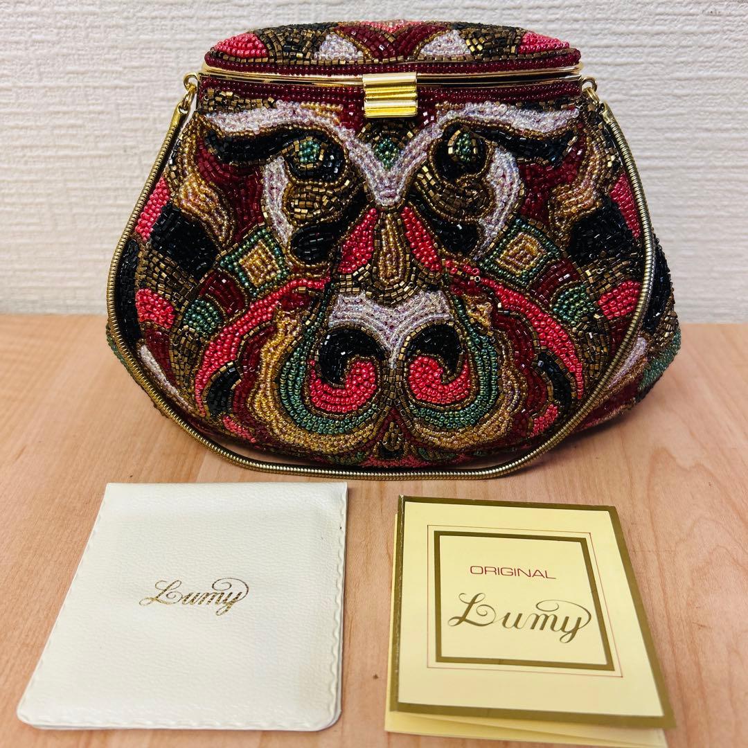 美品 LUMYはしもと パーティバッグ ビーズバッグ 皇室御用達 モルティ 装飾