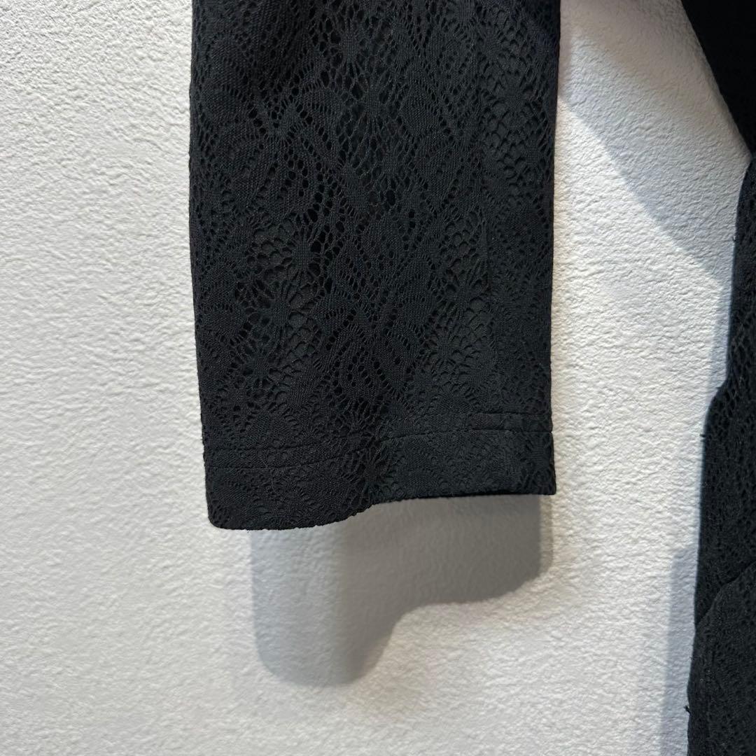 希少 11年製 コムデギャルソン 上質 総柄 変形 レース ステンカラーコート