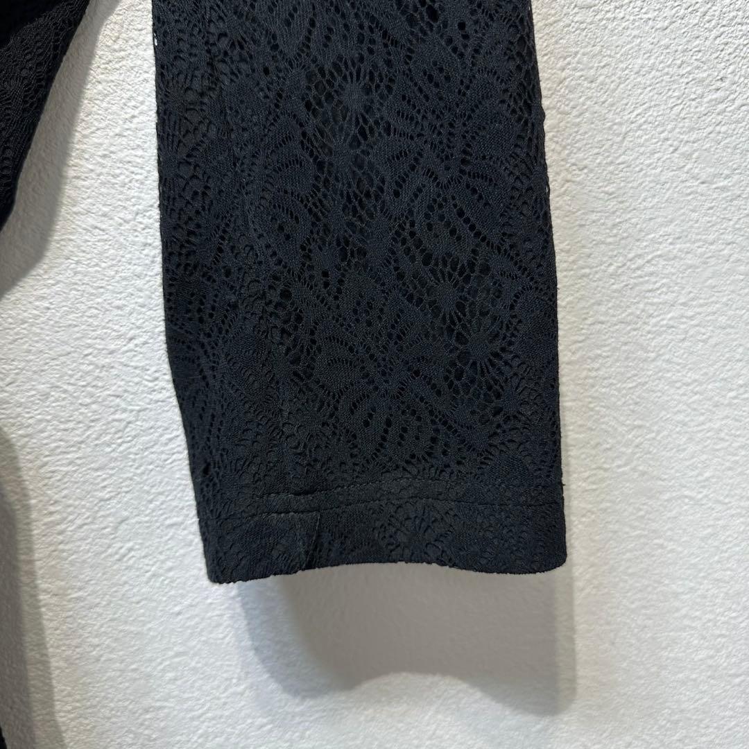 希少 11年製 コムデギャルソン 上質 総柄 変形 レース ステンカラーコート