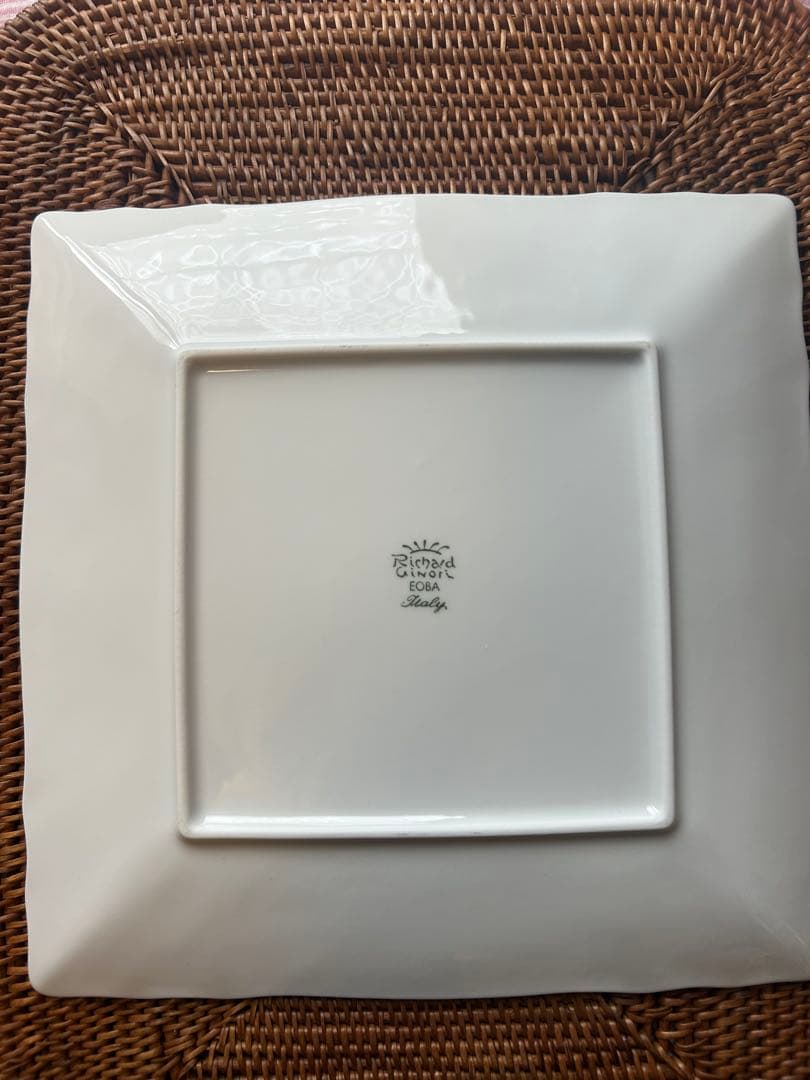 リチャードジノリ 2枚 ベッキオホワイト 22cm レア スクエア プレート 皿