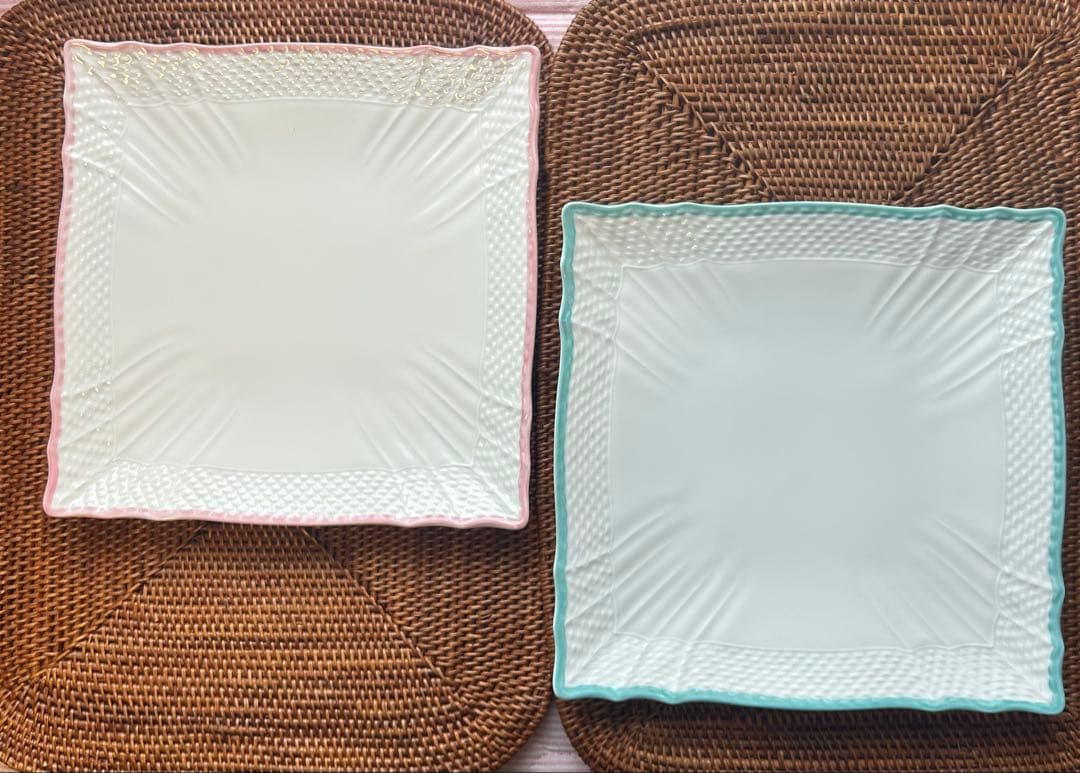 リチャードジノリ 2枚 ベッキオホワイト 22cm レア スクエア プレート 皿