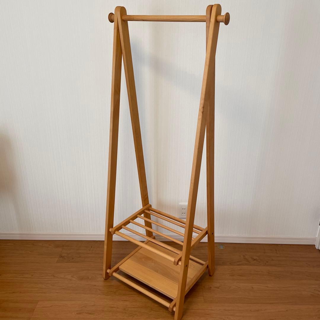 【モモナチュラル】木製ハンガーラックMサイズ