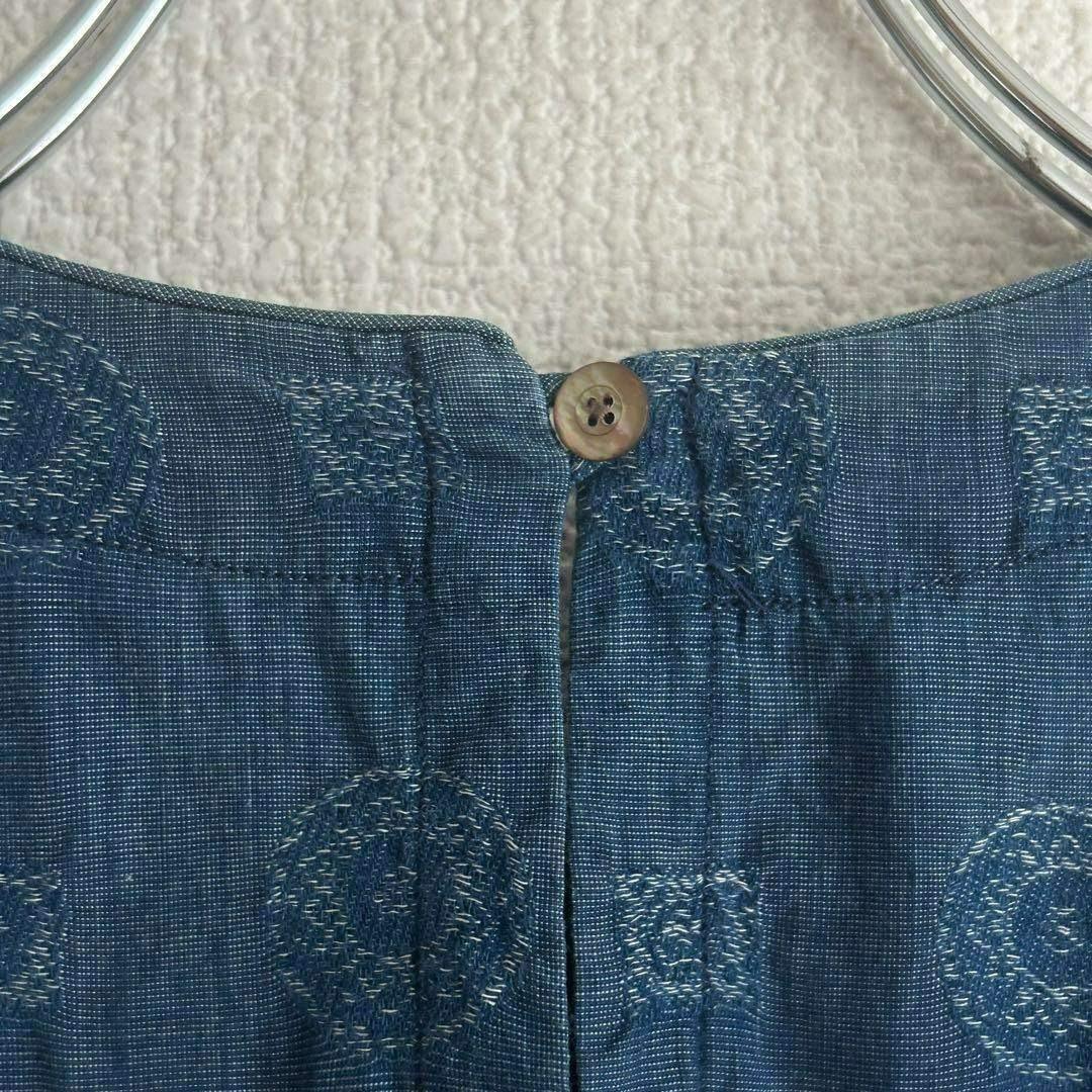 【極美品】45r ジャガード ワンピース 藍染 表記0 ロング丈