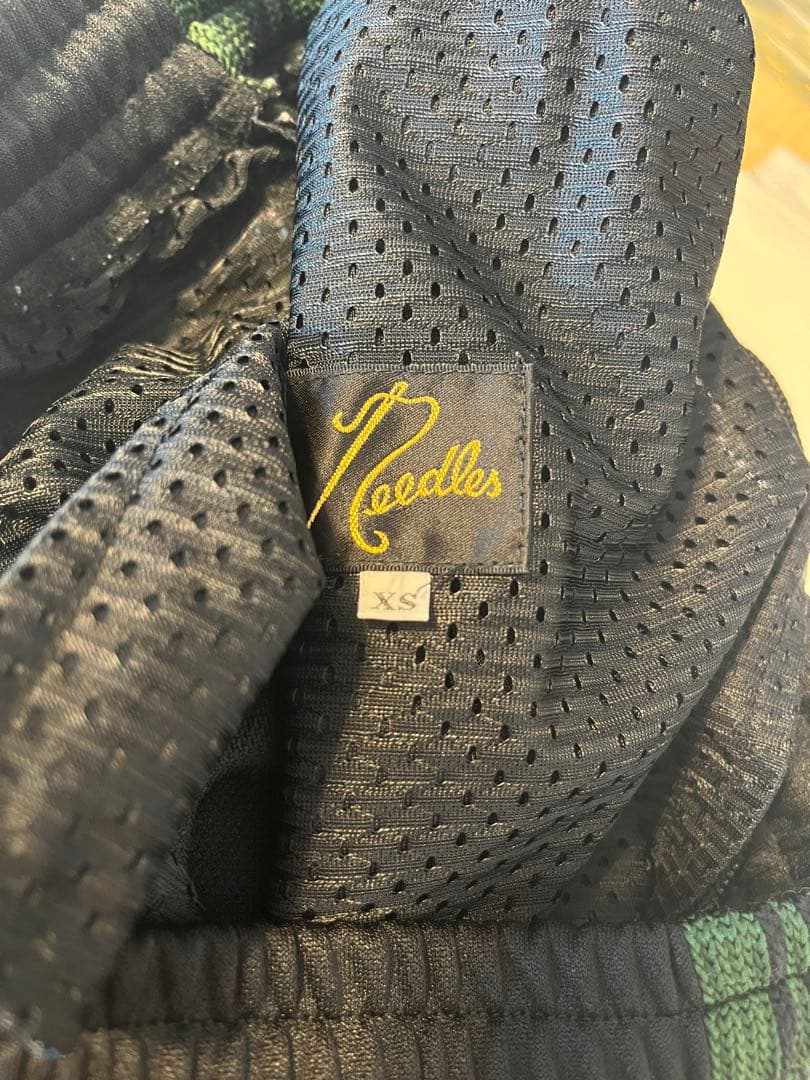 【Needles】トラックパンツ / ブラック×グリーン / ストレート