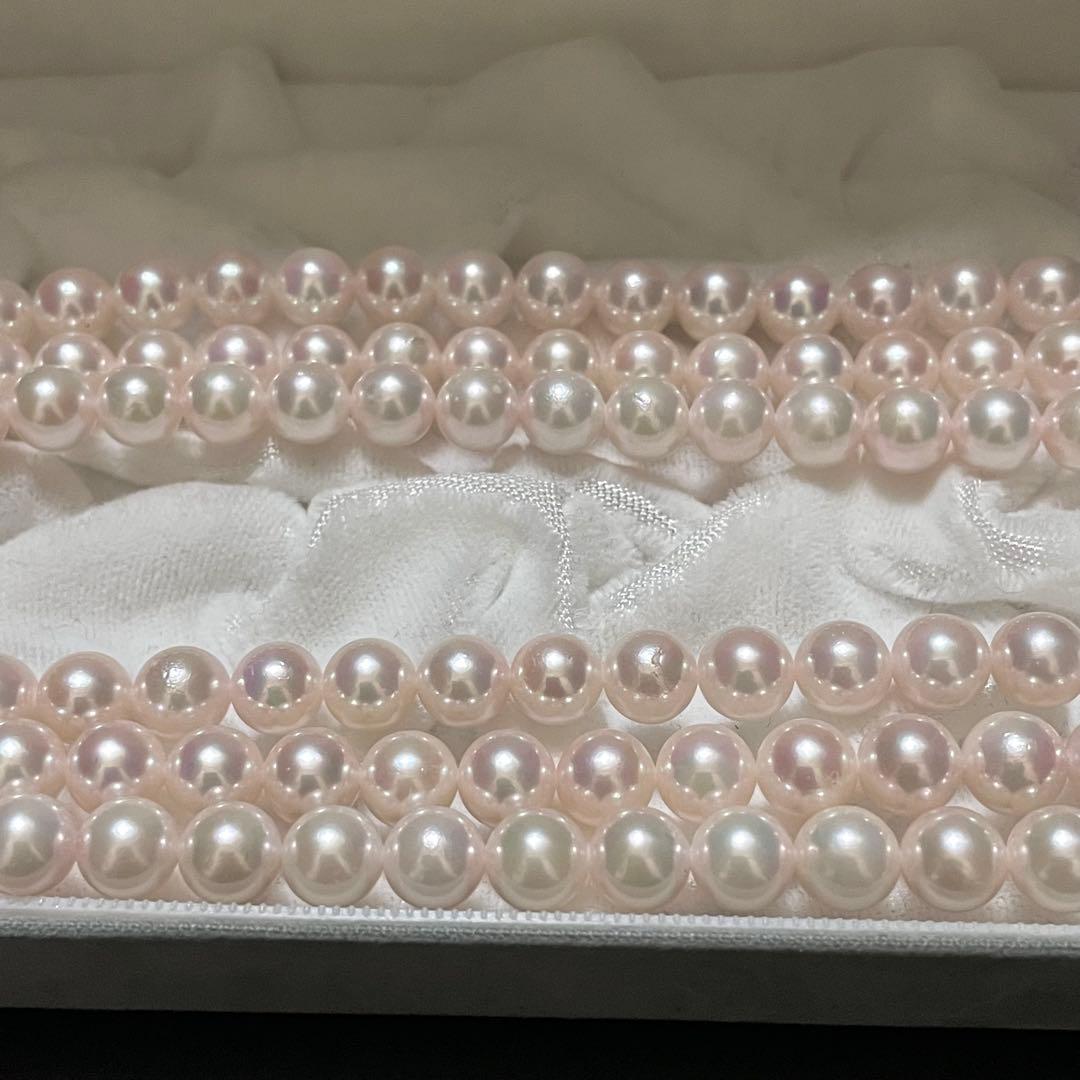 【極美品✨3連】 あこや本真珠 7.5 ロングネックレス パール 2連 アコヤ