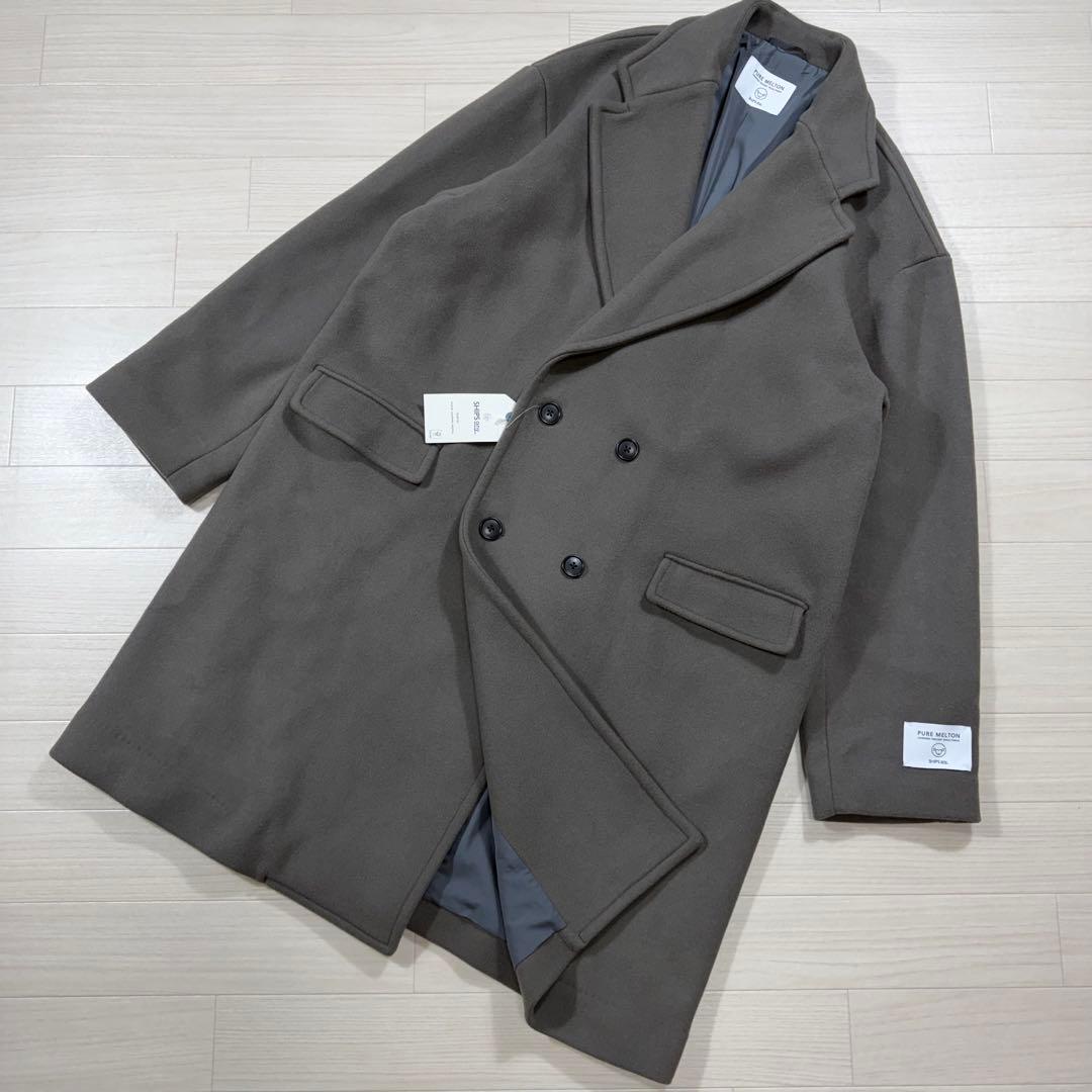 新品タグ付 SHIPSany XL ピュアウールメルトン ダブルチェスターコート