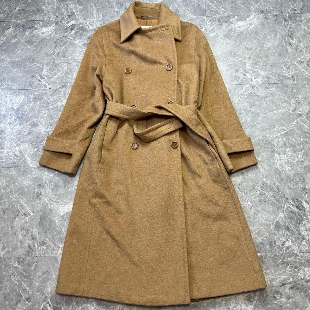 キャメル100♡マックスマーラ　白タグ　ベルテッドコート　女優襟　ロングコート