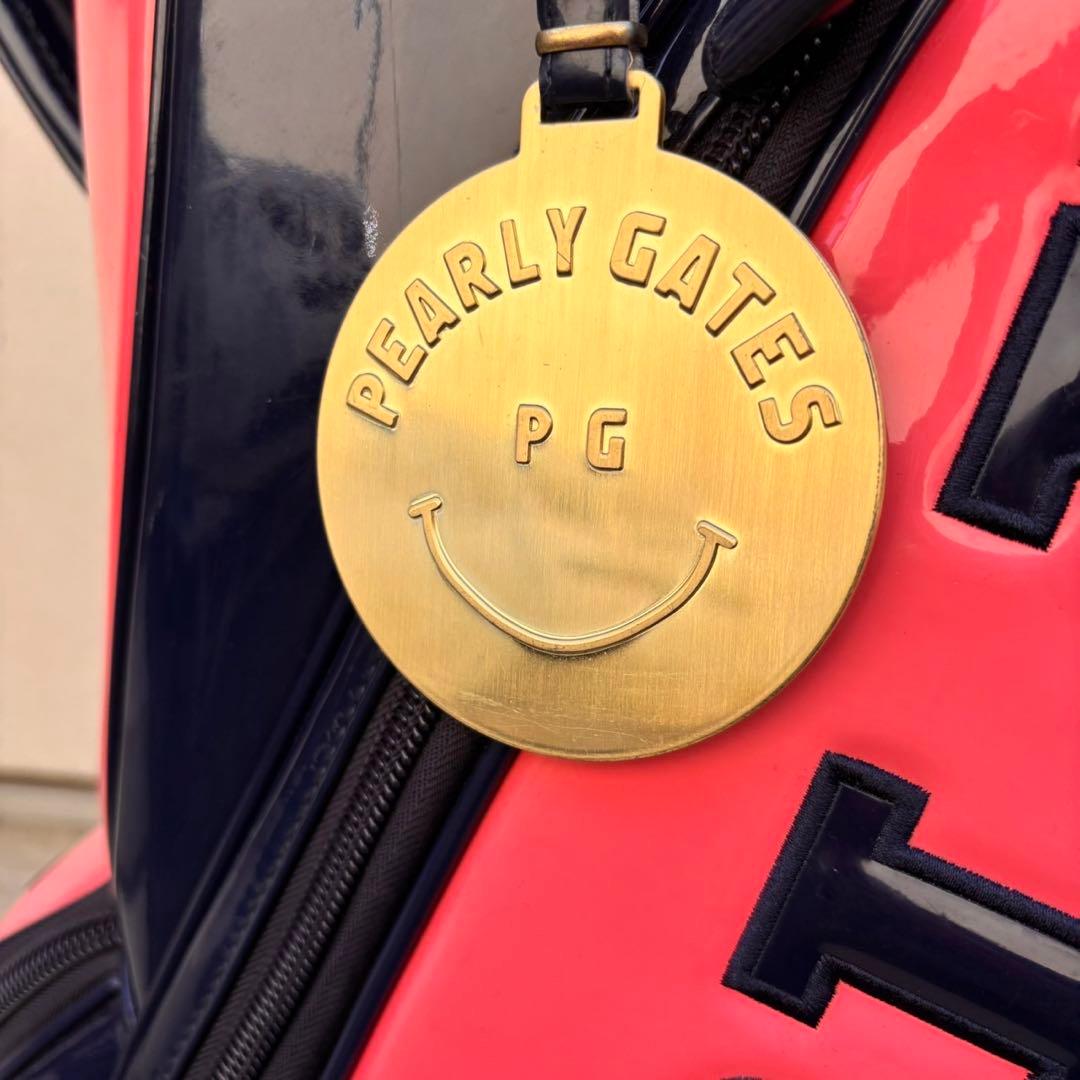 パーリーゲイツ　エナメル キャディーバック　ピンク/ネイビー 9.5型