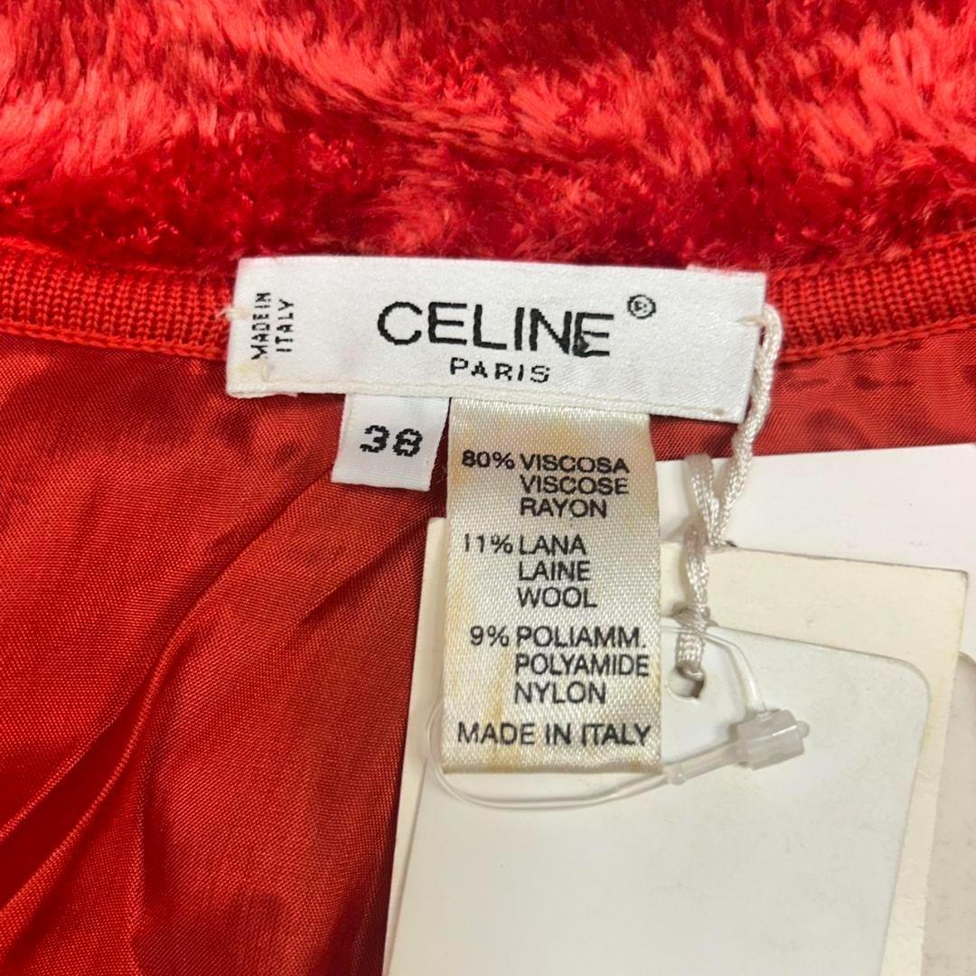 【 タグ付き未使用 】 セリーヌ　コート　赤　シャギー　ロングジャケット