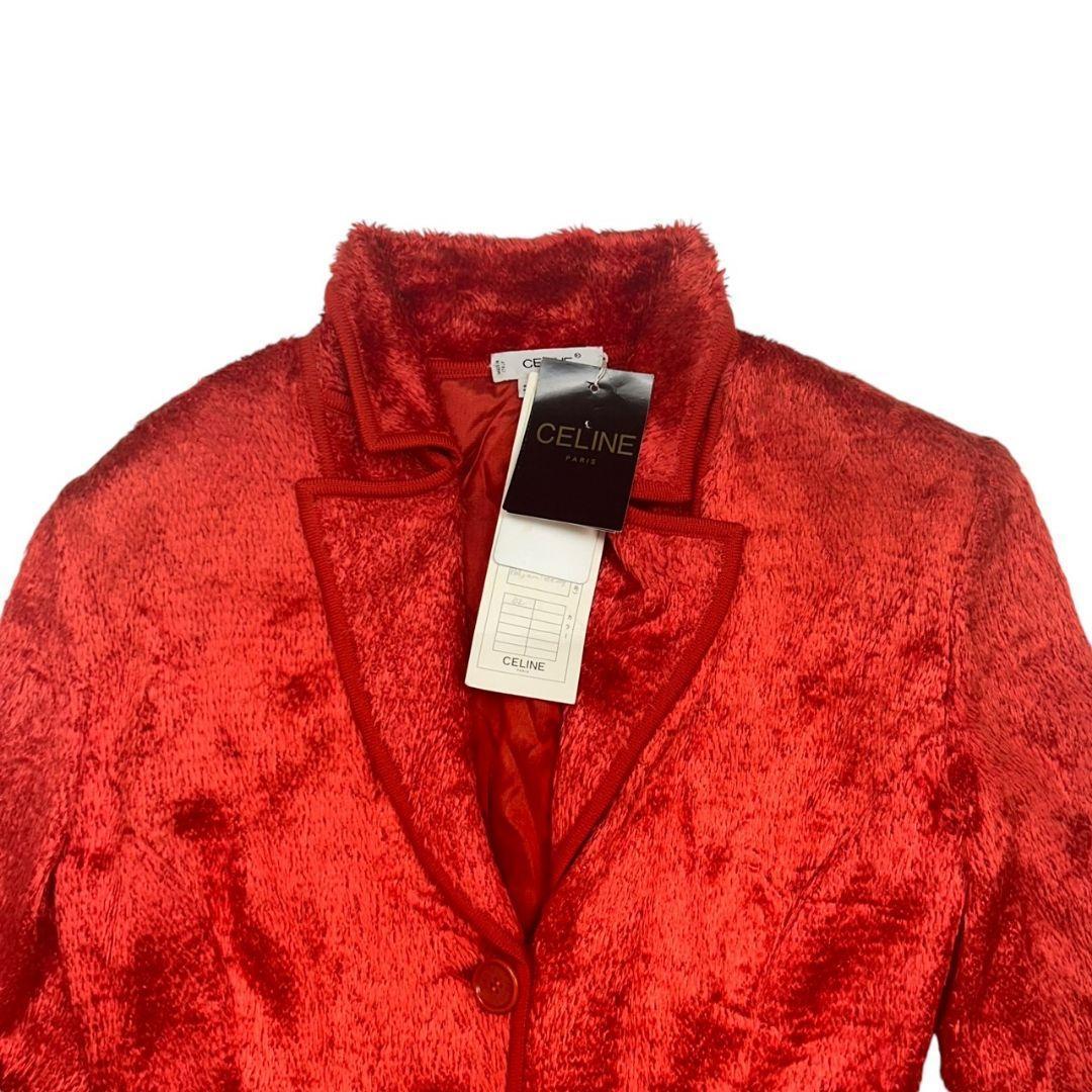 【 タグ付き未使用 】 セリーヌ　コート　赤　シャギー　ロングジャケット