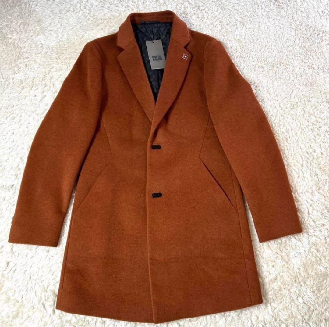 【新品タグ付・未使用】BOLINI 高級高品質ウールカシミヤチェスターコート M