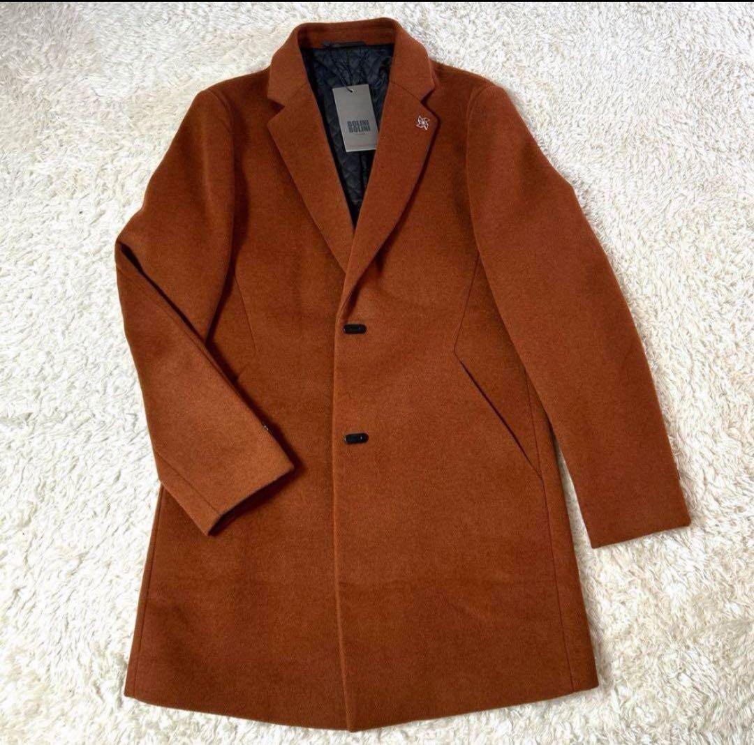 【新品タグ付・未使用】BOLINI 高級高品質ウールカシミヤチェスターコート M