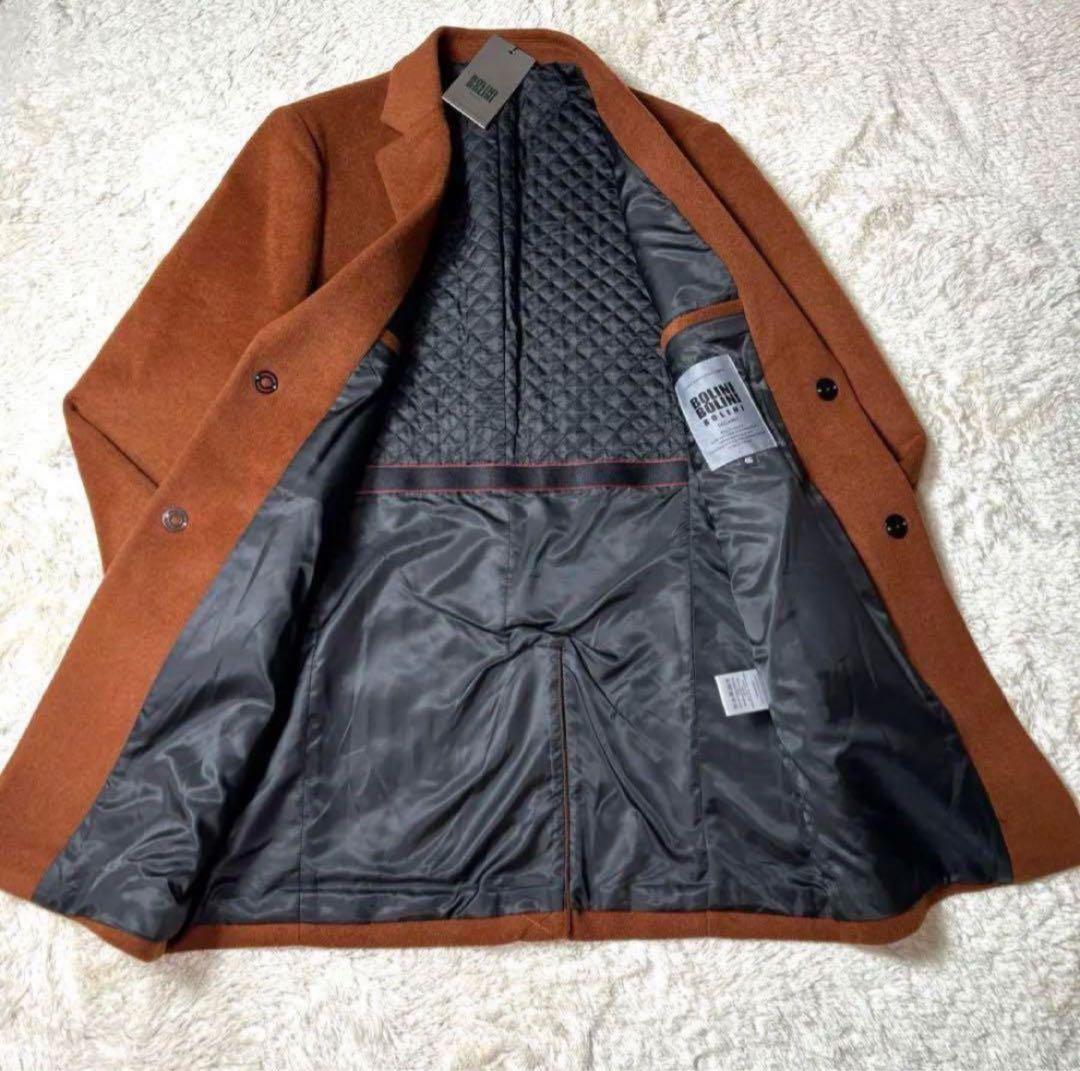 【新品タグ付・未使用】BOLINI 高級高品質ウールカシミヤチェスターコート M