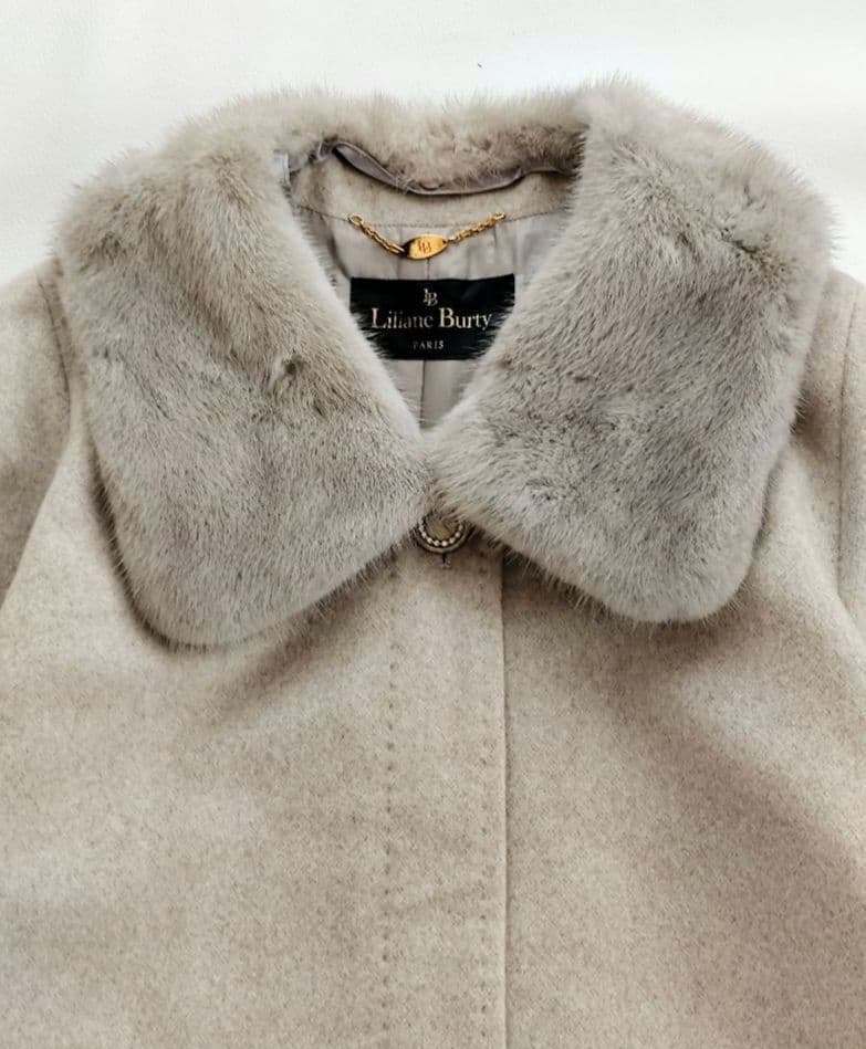 Liliane Burty カシミヤ セーブル ミンクファー ロングコート L