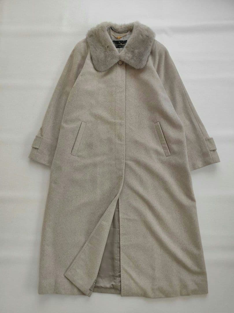 Liliane Burty カシミヤ セーブル ミンクファー ロングコート L
