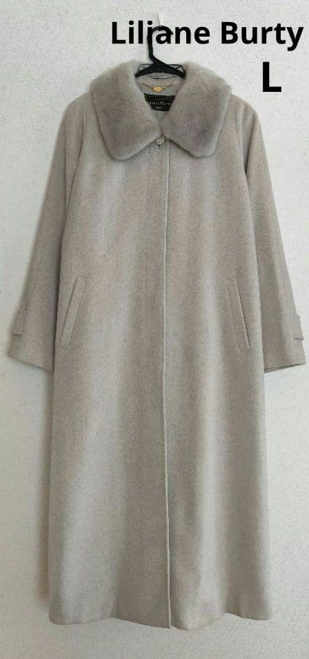 Liliane Burty カシミヤ セーブル ミンクファー ロングコート L