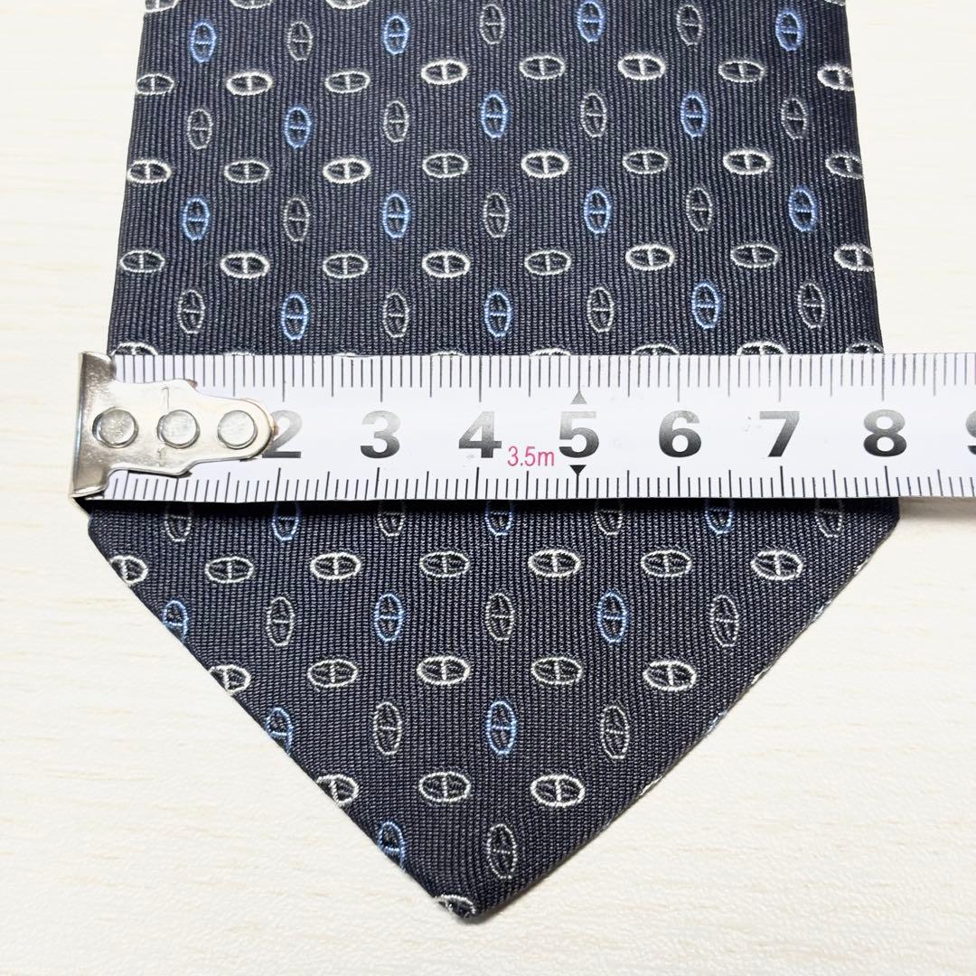 HERMES エルメス 美品 箱付 マイヨン シェーヌダンクル ネクタイ グレー