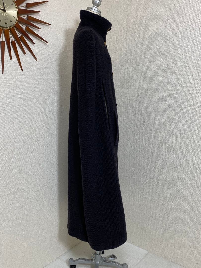 9389. ZARA マキシ丈 ケープコート 羊毛 金ボタン ダブル