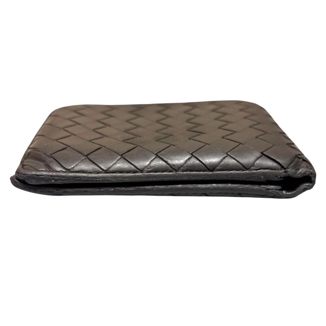 ボッテガヴェネタ　折り財布　レザー　ダークブラウン　イントレチャート　フラップ