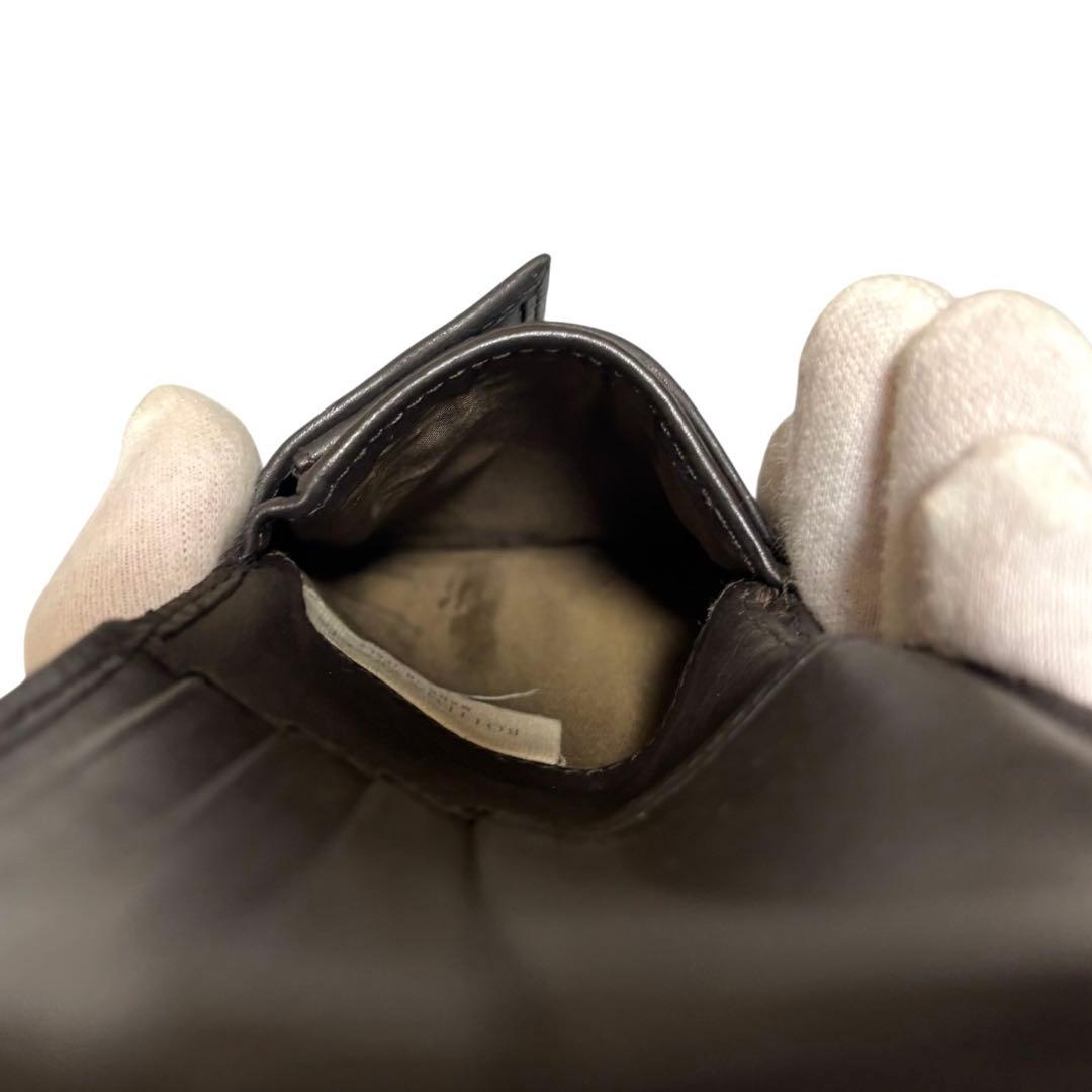 ボッテガヴェネタ　折り財布　レザー　ダークブラウン　イントレチャート　フラップ